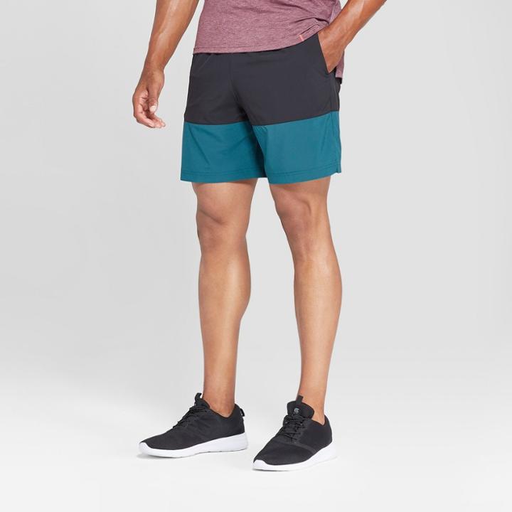 Men's Camo Print Run Shorts With Reflective Stripes - C9 Champion Night Garden Green