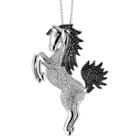 Distributed By Target Women's Sterling Silver Accent Round-cut White Diamond Pave Set Horse Pendant - White