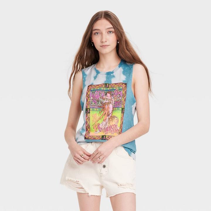 Women's Janis Joplin Cropped Graphic Tank Top - Blue