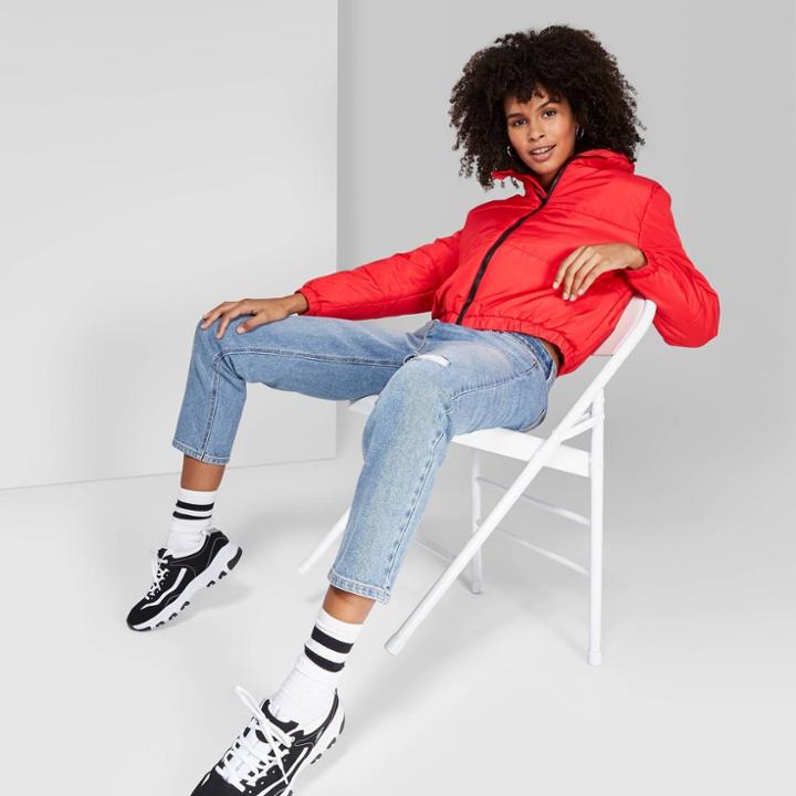 Women's Long Sleeve Zip-up Puffer Jacket - Wild Fable Red