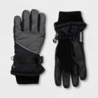 Boys' Promo Ski Gloves With Reflective - C9 Champion Dark Gray 8-16, Boy's, Black Gray