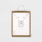 Silver Plated Cubic Zirconia Pave Initial Pendant Necklace And Earring Set - A New Day Initial B