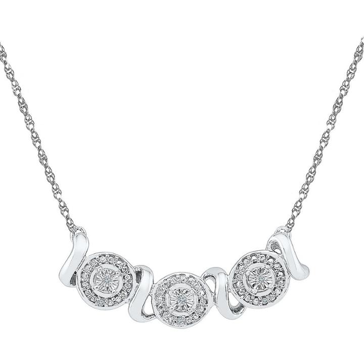 Target Diamond Accent White Diamond Miracle/prong Set Three-stone Frame Necklace In Sterling Silver (ij-i2-i3), Girl's