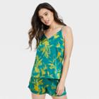 Women's Floral Print Satin Sleep Camisole - Stars Above Green