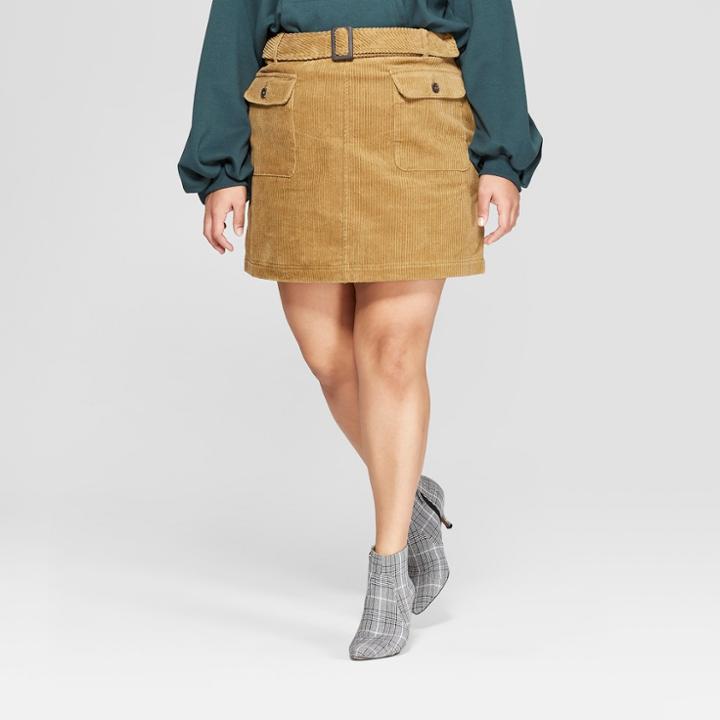 Women's Plus Size Cord Mini Skirt- Who What Wear Brown