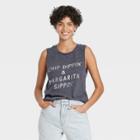Mighty Fine Women's Chip Dippin' & Margarita Sippin' Graphic Tank Top - Charcoal Gray