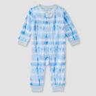 Burt's Bees Baby Organic Cotton Printed Farm Tie-dye Pajama Jumpsuit - Light Blue Newborn