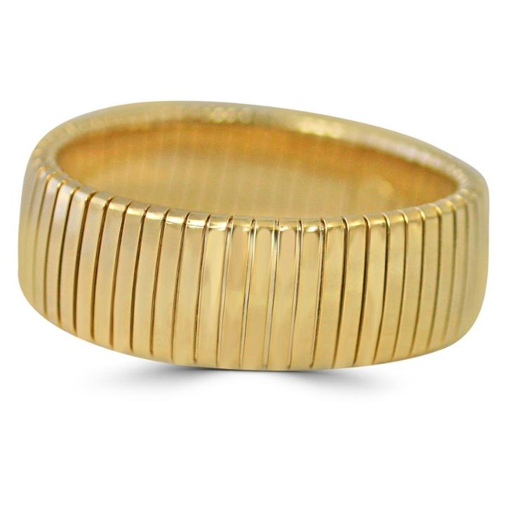 Zirconmania Women's Highly Polished Omega Style Flat And Wide Gold Bracelet, Bright Gold