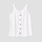 Women's Plus Size Button-front Tank Top - Ava & Viv White X