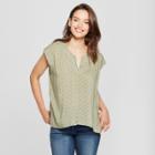 Women's Geo Printed Cap Sleeve Top - Universal Thread Olive