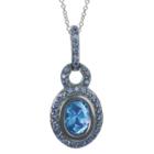 Journee Collection 1 3/4 Ct. T.w. Oval-cut Cz Basket Set Pendant Necklace In Sterling Silver - Blue