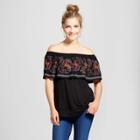 Women's Embroidered Off The Shoulder Top - Knox Rose Black