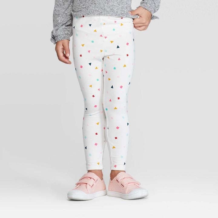 Toddler Girls' Confetti Print Leggings - Cat & Jack Cream 12m, Girl's, Beige