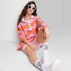 Women's Ascot + Hart Rugby Long Sleeve Graphic Polo Shirt - Pink