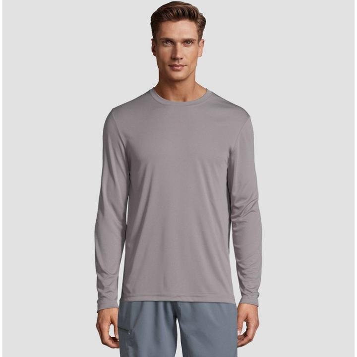 Hanes Men's Big & Tall Long Sleeve Cooldri Performance T-shirt -graphite