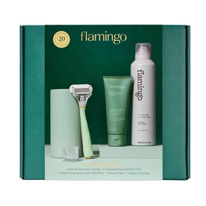 Flamingo Holiday Gift Set - Mint And Gold Razor