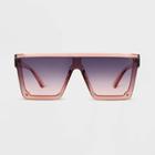 Women's Shiny Plastic Shield Sunglasses - Universal Thread Rose Pink