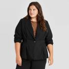 Women's Plus Size Cinched And Pleated Blazer - Who What Wear Black