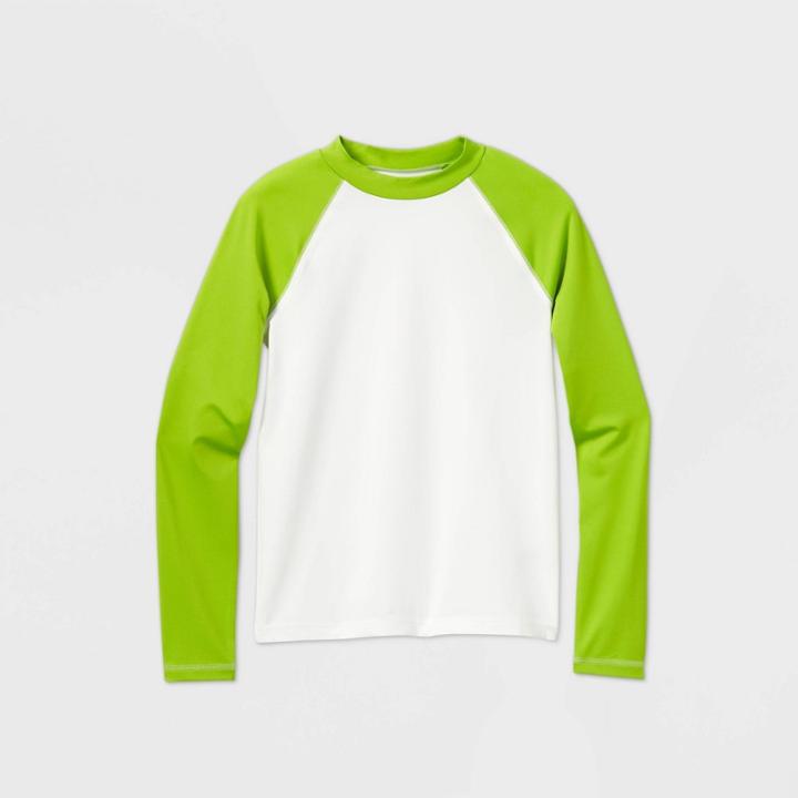 Boys' Long Sleeve Raglan Rash Guard Swim Shirt - Cat & Jack White