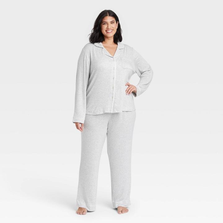 Women's Plus Size Perfectly Cozy Long Sleeve Top And Pants Pajama Set - Stars Above