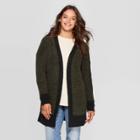 Women's Striped Open Layering Long Sleeve Cardigan - Universal Thread Olive Xs, Women's, Green