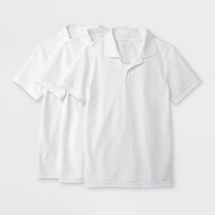 Boys' 3pk Short Sleeve Pique Uniform Polo Shirt - Cat & Jack True White