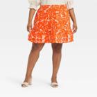 Women's Plus Size Printed Ruffle Hem Mini Skirt - Who What Wear Orange