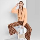 Women's Fuzzy Button-front Cardigan - Wild Fable Apricot Orange