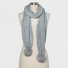 Women's Ribbed Poms Scarf - A New Day Gray