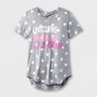 Grayson Social Girls' 'unicorns Mermaids & Ice Cream' Star Print Short Sleeve T-shirt - Heather Gray