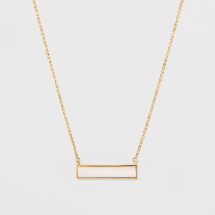Silver Plated Clear Quartz Stone Necklace - A New Day Gold