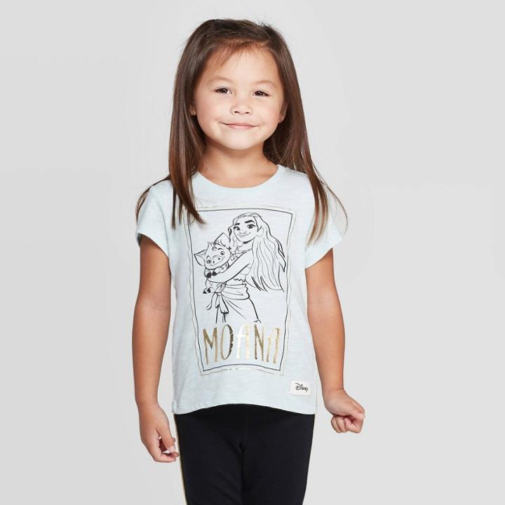 Petitegirls' Disney Short Sleeve Moana T-shirt - Mint S, Girl's, Size: