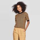 Petitewomen's Plaid Short Sleeve Crewneck Pullover Sweater - Who What Wear Black S, Women's,