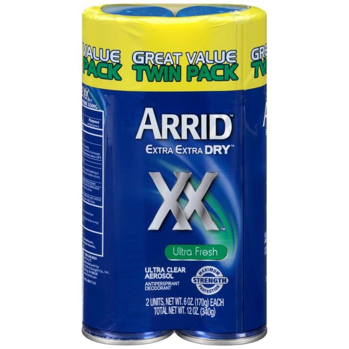 Arrid Xx Extra Extra Dry Ultra Clear Aerosol Antiperspirant And Deodorant Ultra Fresh Twin Pack
