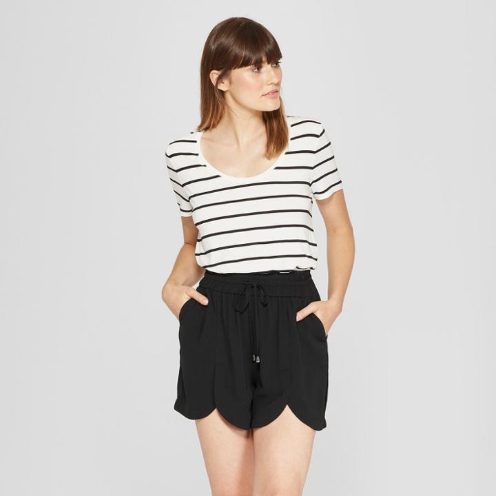 Women's Any Day Striped Short Sleeve Scoop T-shirt - A New Day White/black