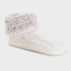 Muk Luks Women's Sherpa Cuff Booties With Grippers - Ivory