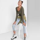 Women's Long Sleeve Cozy Henley T-shirt - Wild Fable Olive Green