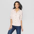 Women's Long Sleeve Collared Button-down Shirt - Universal Thread Blush