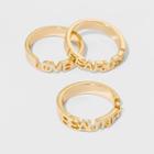 3pc Love-fearless-beautiful Shiny Ring Set - Wild Fable Bright Gold