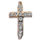 Zirconite Knuckle Sideway Cross Ring With Crystal Accents - Rose Gold, Women's, Pink