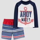 Toddler Boys' 'ahoy Mate' Long Sleeve Rash Guard Set - Just One You Made By Carter's Navy