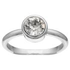Target Solitaire Ring With Crystals From Swarovski In Fine Silver Plate - Clear/gray (size
