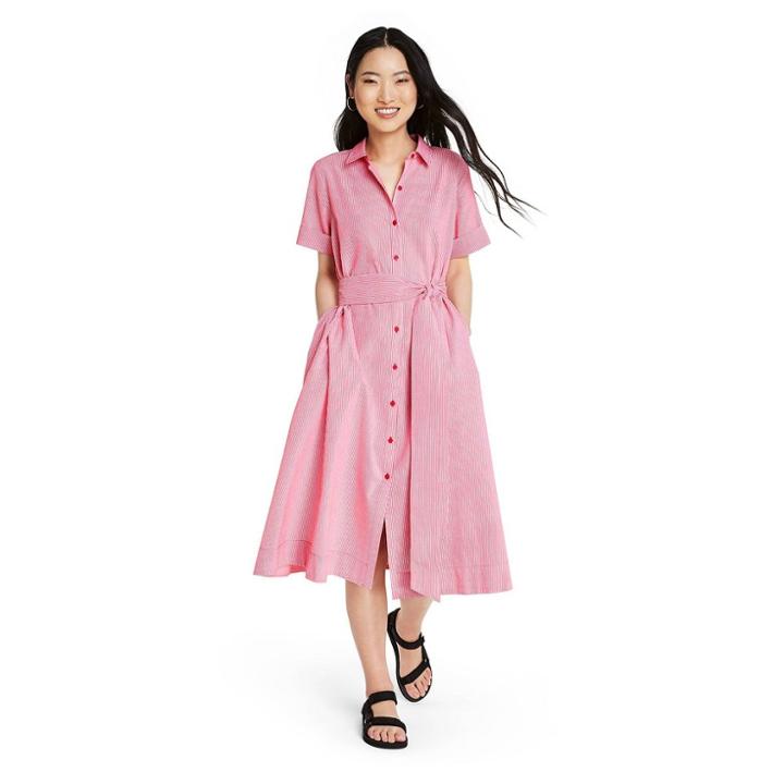 Women's Seer Sucker Button-front Shirtdress - Lisa Marie Fernandez For Target Red/white Xxs