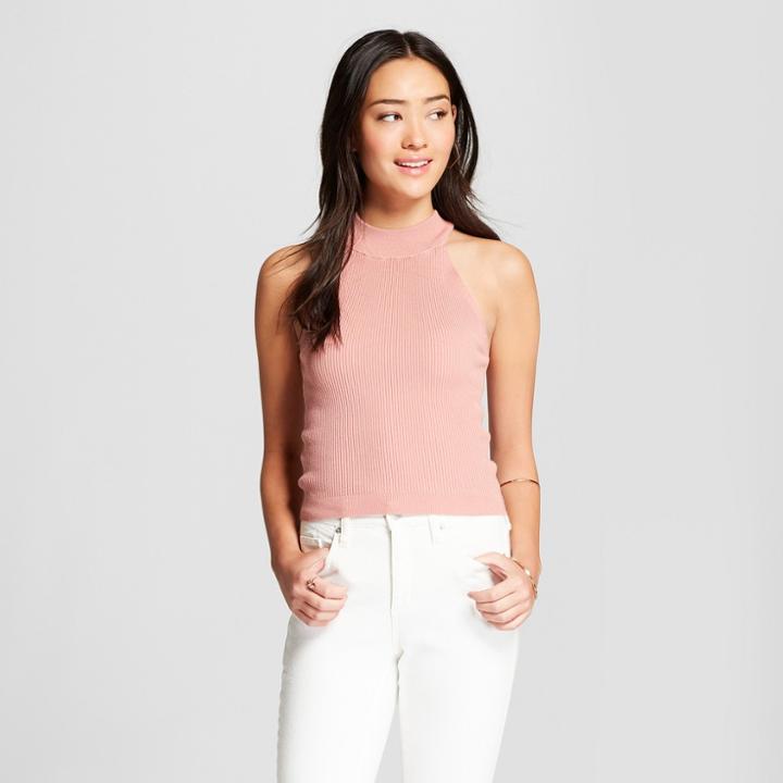 Women's Sleeveless Cropped Rib Sweater - Xhilaration Pink