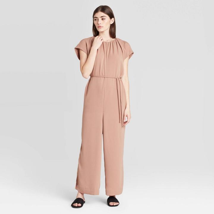 Women's Short Sleeve Ankle Length Jumpsuit - Prologue Brown