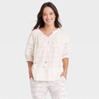 Women's Puff Elbow Sleeve Blouse - Knox Rose White