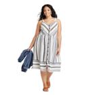 Women's Plus Size Striped Sleeveless V-neck Button-front Sun Dress - Universal Thread Blue