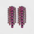 Rhinestones With Fringe Statement Earrings - A New Day Pink