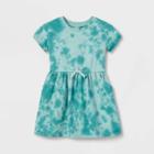 Toddler Girls' Tie-dye Wash French Terry Short Sleeve Dress - Cat & Jack Green