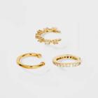 14k Gold Plated Cubic Zirconia Polished Trio Cuff Earring Set - A New Day Gold